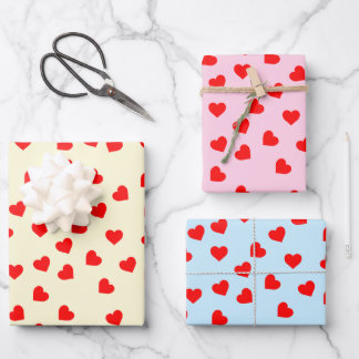 Feuille De Papier Cadeau Motif de cœur rouge ludique romantique pastel