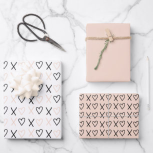 Feuille De Papier Cadeau Motif de coeurs de la Saint-Valentin Xo