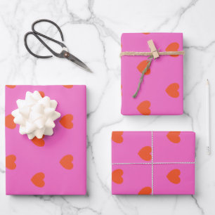 Feuille De Papier Cadeau Motif de Coeurs mignons en rose et rouge