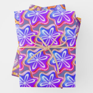 Feuille De Papier Cadeau Motif de cookies violet amusant
