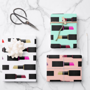 Feuille De Papier Cadeau Motif de cosmétiques de maquillage amusant et colo