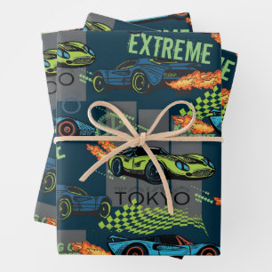 Feuille De Papier Cadeau Motif de course de rue extrême à Tokyo