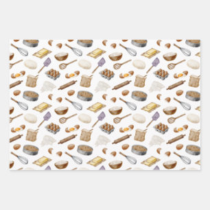 Feuille De Papier Cadeau Motif de cuisson aquarelle