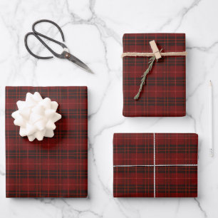 Feuille De Papier Cadeau Motif de  des rayures à main carrée rouge profonde
