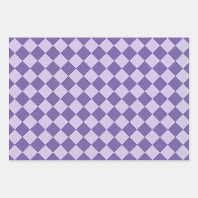 Feuille De Papier Cadeau Motif de diamants de Checker Violet (Devant)