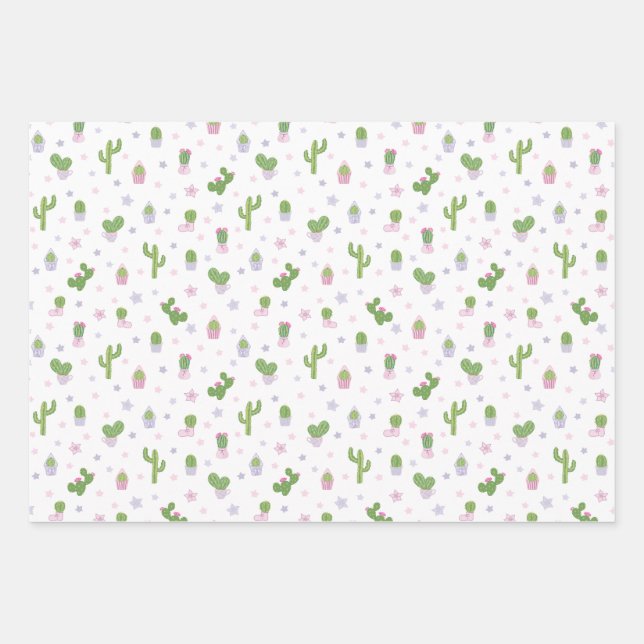 Feuille De Papier Cadeau Motif de fête des Cactus Baby showers (Devant)