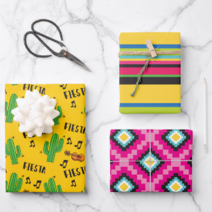 Feuille De Papier Cadeau Motif de fête mexicaine coloré