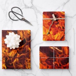 Feuille De Papier Cadeau Motif de feu et de flamme