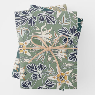 Feuille De Papier Cadeau motif de fleurs columbine art nouveau.