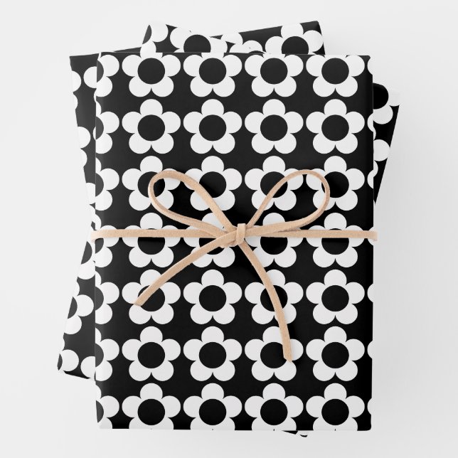 Feuille De Papier Cadeau Motif de fleurs hippie (En situation)