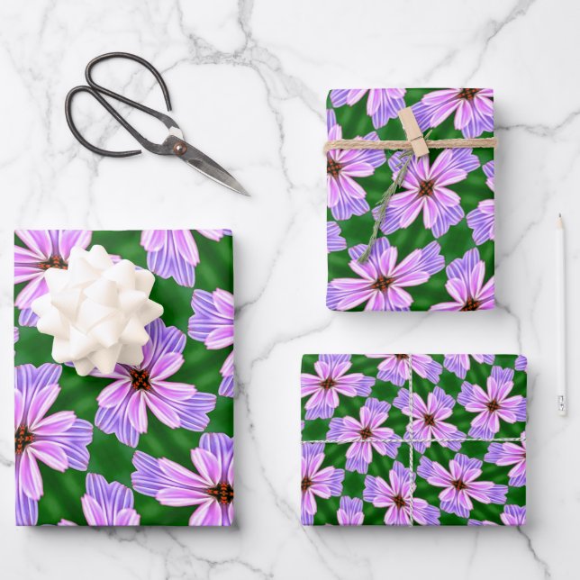 Feuille De Papier Cadeau Motif de fleurs rose pâle (Recto)