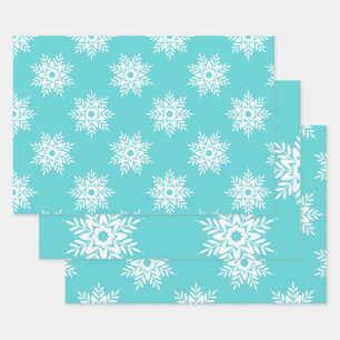 Feuille De Papier Cadeau Motif de flocon de neige blanc