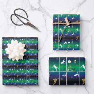 Feuille De Papier Cadeau Motif de flocon de neige de joueur de football à N