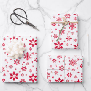 Feuille De Papier Cadeau Motif de flocon de neige, Flammes de neige rouges,