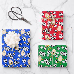 Feuille De Papier Cadeau Motif de football Egghead