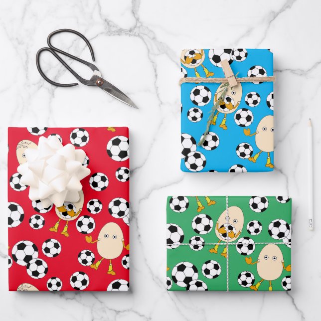 Feuille De Papier Cadeau Motif de football Egghead (Recto)