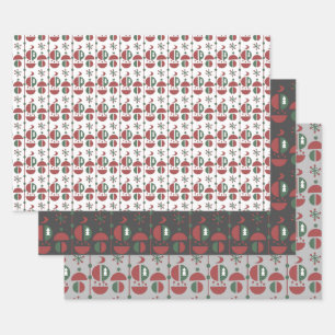 Feuille De Papier Cadeau Motif de formes géométriques de Noël modernes et a