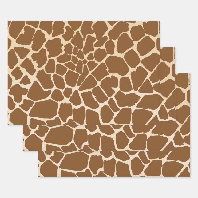 Feuille De Papier Cadeau Motif de fourrure Giraffe Imprimer (Lot)