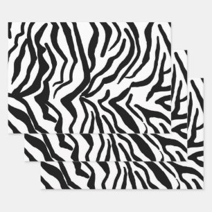 Feuille De Papier Cadeau Motif de fourrure noir et blanc Zebra