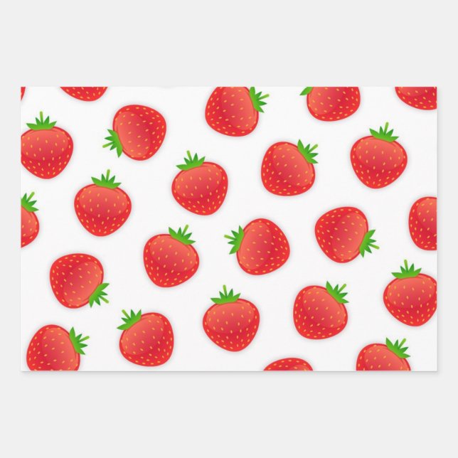Feuille De Papier Cadeau Motif de fraises (Devant)
