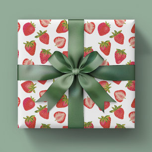 Feuille De Papier Cadeau Motif de fraises d'été