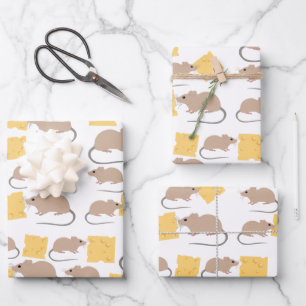 Feuille De Papier Cadeau Motif de fromage mignon rongeur de la souris