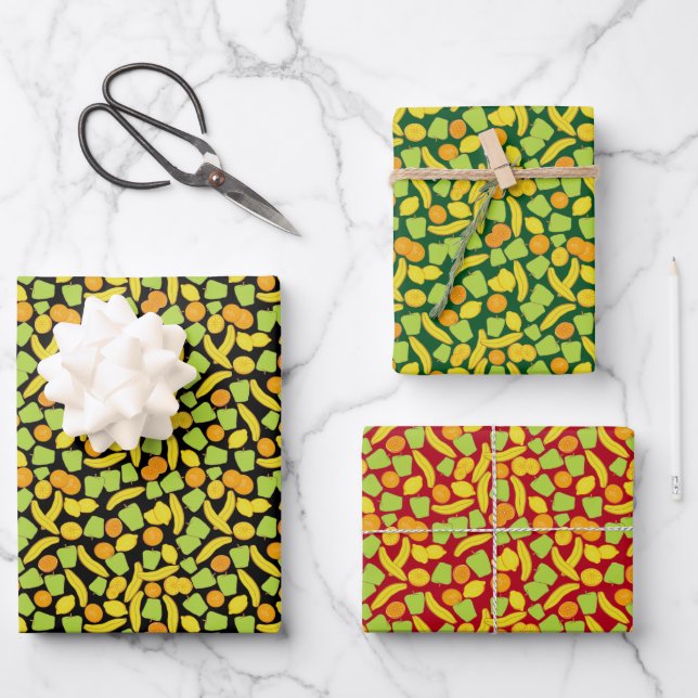 Feuille De Papier Cadeau Motif de fruits (Recto)