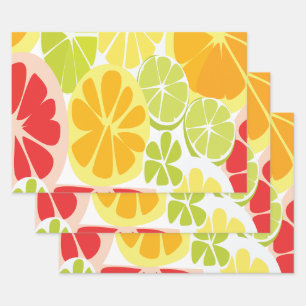 Feuille De Papier Cadeau Motif de fruits d'agrumes