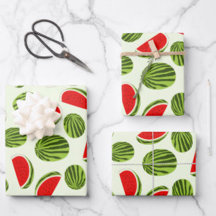 Feuille De Papier Cadeau Motif de fruits d'été de la pastèque colorée