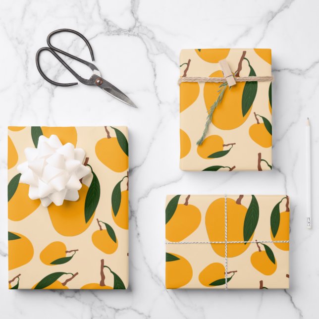 Feuille De Papier Cadeau Motif de fruits d'été Mango (Recto)