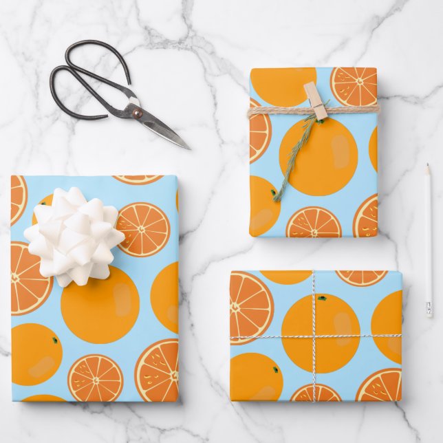 Feuille De Papier Cadeau Motif de fruits orange (Recto)