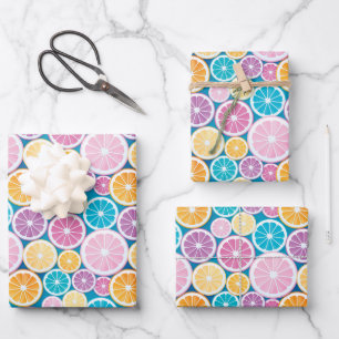 Feuille De Papier Cadeau Motif de fruits Pastel Citrus