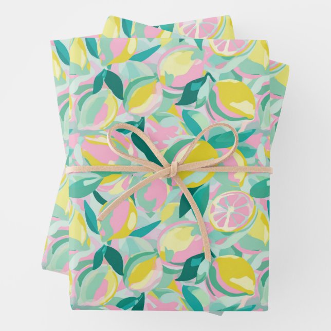 Feuille De Papier Cadeau Motif de fruits  |  Sarcelle fraîche (En situation)