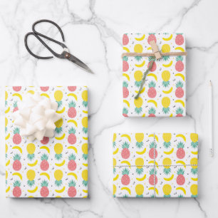 Feuille De Papier Cadeau Motif de fruits tropicaux colorés 2
