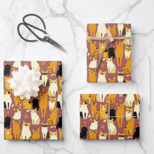 Feuille De Papier Cadeau Motif de Ginger, Chats noirs et blancs