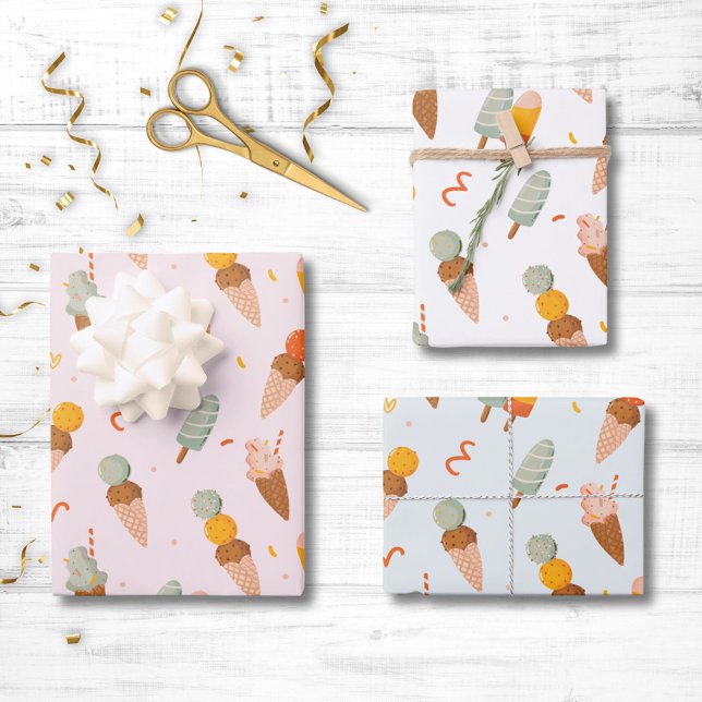Feuille De Papier Cadeau Motif de glace d'été mignon (In situ)