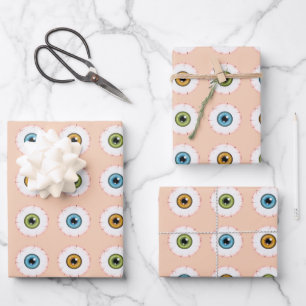 Feuille De Papier Cadeau Motif de globes oculaires colorés Yeux effrayants 