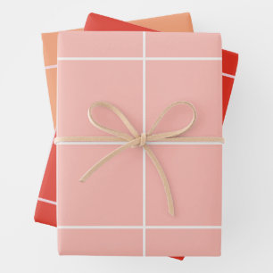 Feuille De Papier Cadeau Motif de grille neutre minimal à carreaux doux