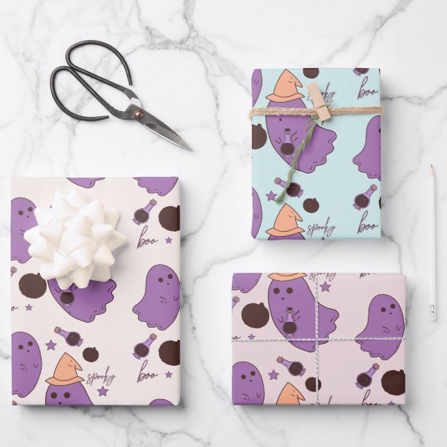 Feuille De Papier Cadeau Motif de Halloween Spooky Ghost Potion (Recto)