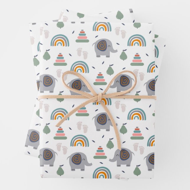 Feuille De Papier Cadeau Motif de jouets pour bébé mou (En situation)