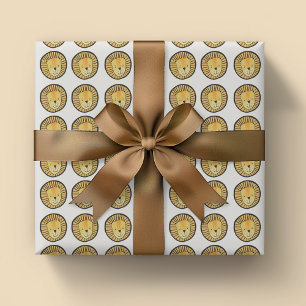 Feuille De Papier Cadeau Motif de jungle de lion pour enfants mignons