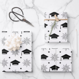 Feuille De Papier Cadeau Motif de la casquette noire et blanche