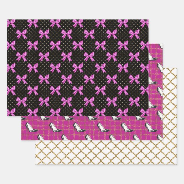 Feuille De Papier Cadeau Motif de la fille de mode (Lot)