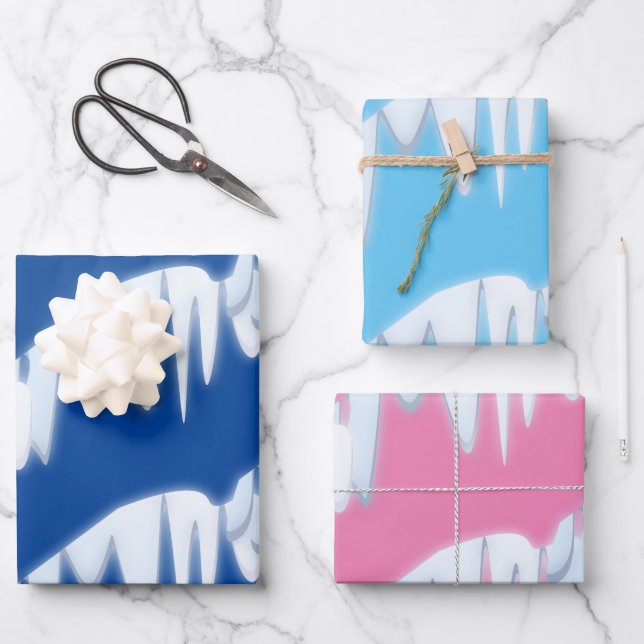 Feuille De Papier Cadeau Motif de la neige de Noël (Recto)