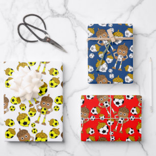 Feuille De Papier Cadeau Motif de la noix de football