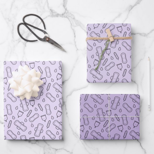 Feuille De Papier Cadeau Motif de la première période de fêtes violet Tampo (Recto)