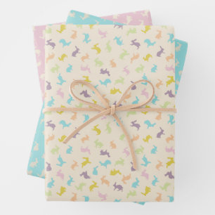 Feuille De Papier Cadeau Motif de lapin de Pâques coloré pastel mignon