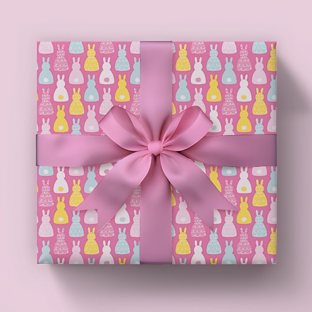 Feuille De Papier Cadeau Motif de lapin rose (Pink Bunny Rabbit Wrapping Paper Sheets. Matching items available. )
