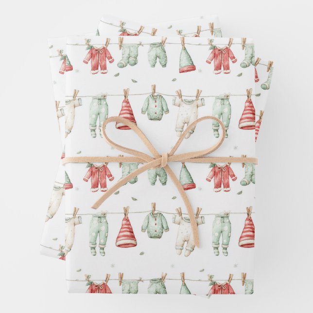 Feuille De Papier Cadeau Motif de lessive de lutin  (En situation)