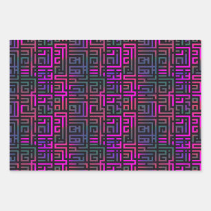 Feuille De Papier Cadeau Motif de ligne de Maze de Grille verte cool